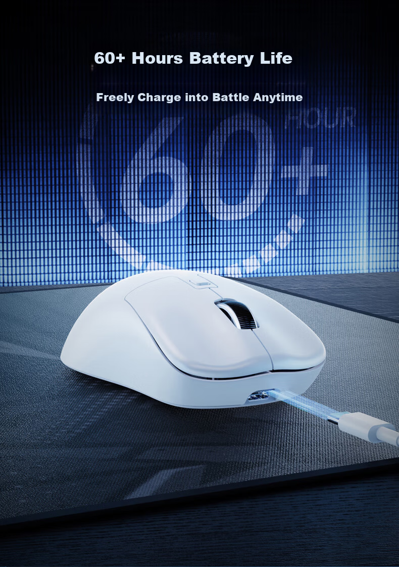 AOC MS400 Wireless Bluetooth Dual-Mode Mouse RGB Gaming Mouse Rechargeable Portable Laptop Mouse Light Blue White 7