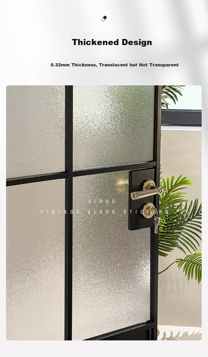 Xinuo Vintage Frosted Glass Sticker Translucent Opaque Toilet Bathroom Window Privacy Static Cling Anti-Peeping Film 5