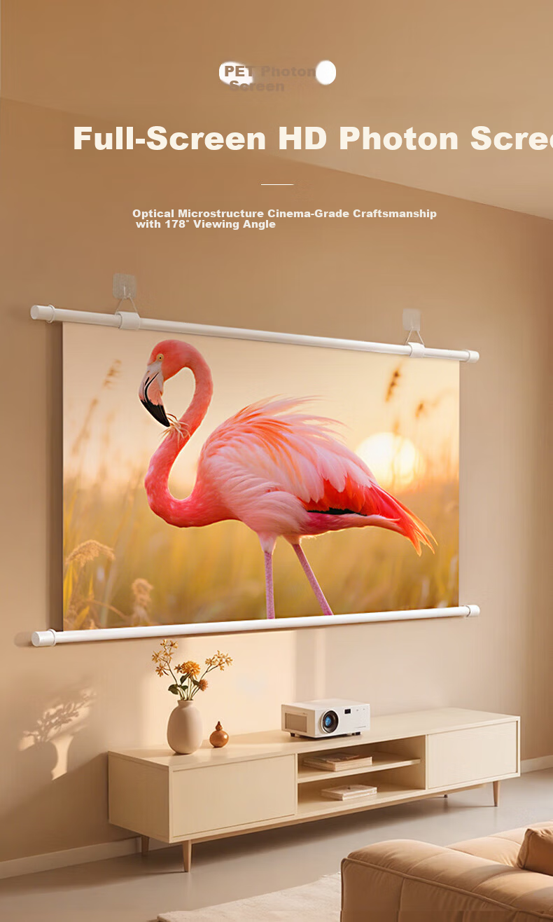 MEISHUO 120-inch 16:9 Home Office Projection Screen Wall-Mounted High-Definition Home Theater Compatible with XGIMI, JmGO, Xiaomi, Dangbei, Epson 1