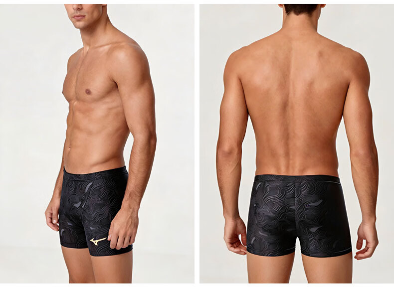 MIZUNO Men's Swim Trunks Square Leg Professional Training Quick-Dry Anti-Embarrassment Shorts High Elastic Chlorine-Resistant Swimsuit BC149 Black M 13