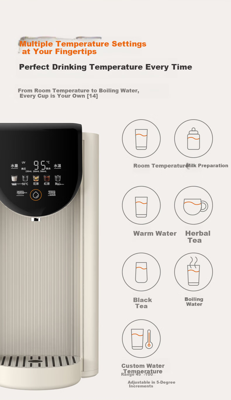 Joyoung Desktop Water Purifier Ice Maker Instant Heating and Cooling No Installation Rich Strontium Mineralized Water Home Desktop Water Dispenser RH322(C) 7