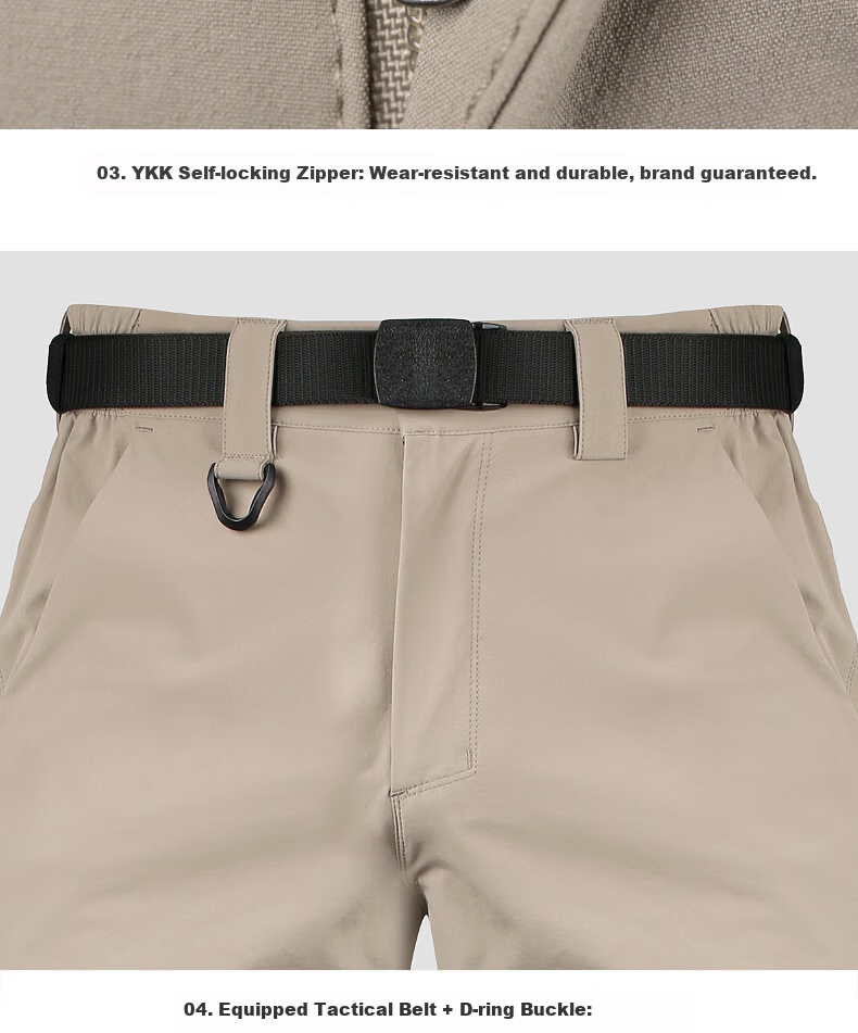 Free Soldier Peak Spring Summer Shorts Teflon Three-Defense Men's Work Shorts Breathable Sun Protection UPF50+ Light Gray 36W/10L 24