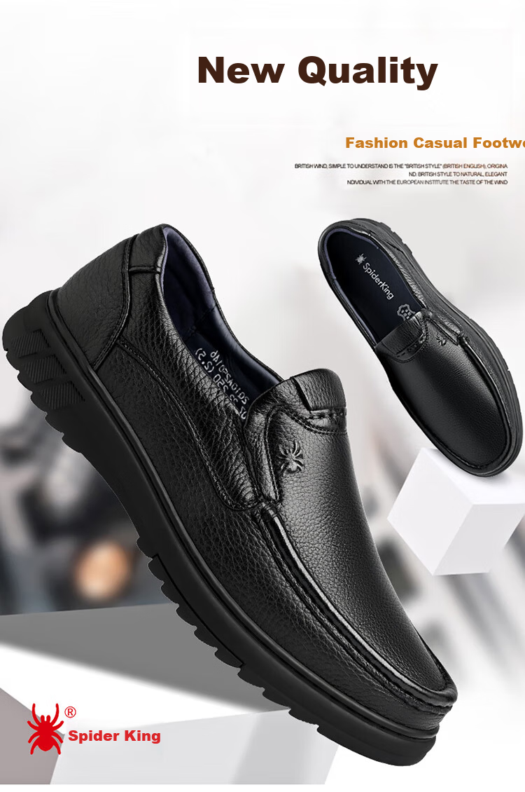 SPIDER KING Business Casual Suede Slip-On Soft Fashion Men's Loafers 2QA250146 Black Size 39 1