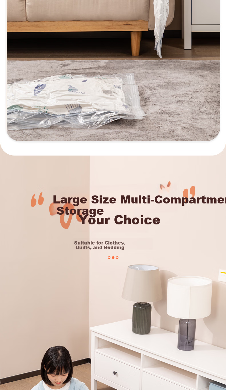 Deli Vacuum Compression Storage Bags 3 Extra Large + 3 Medium, 3D No-Pump Clothes and Quilt Moving Packing Bags 6