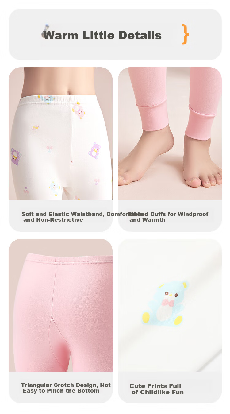 Hodohome Kids Cotton Thermal Leggings A-Class Girls Warm Pants Autumn Winter Cotton Fleece Sleepwear for Girls Size 150-170 15