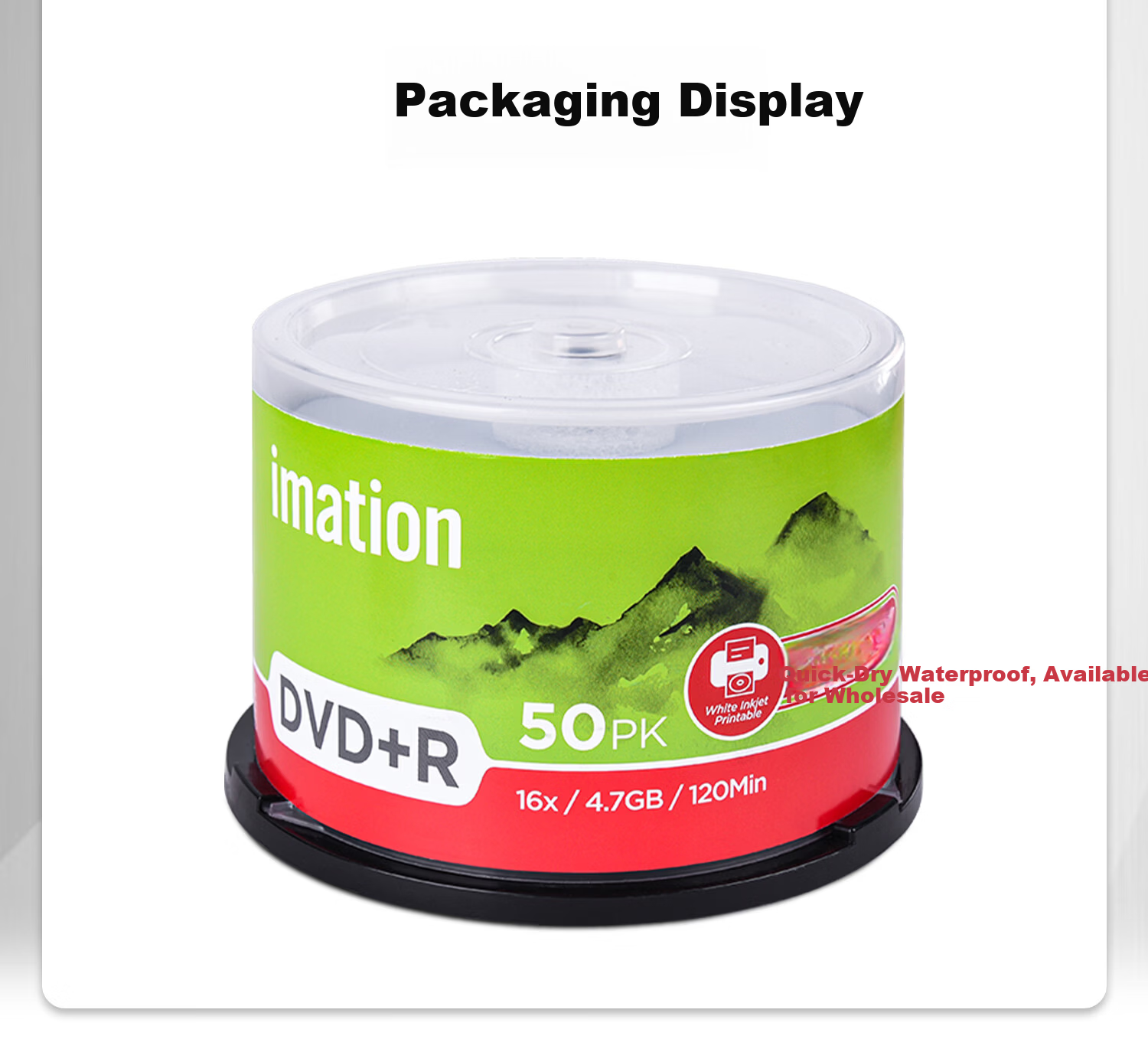 IMATION Laide DVD+R Blank Discs Quick-Dry Waterproof Printable 50-Pack 16x Speed 4.7GB High-Speed Discs for Computer Reading, Burning, Storage, Office Files, Data, Video 6