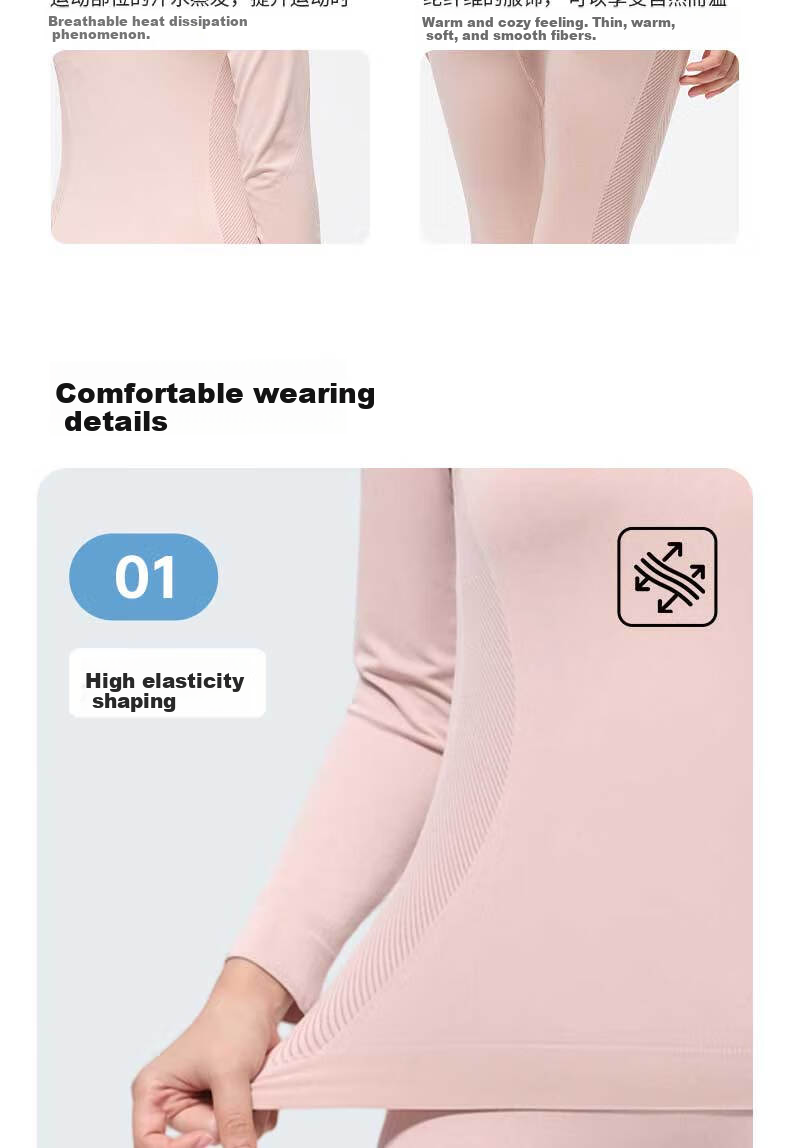 LangSha Women's Ski Quick-Dry Thermal Underwear Set Functional Antibacterial Breathable Moisture-Wicking Outdoor Sports Base Layer 6