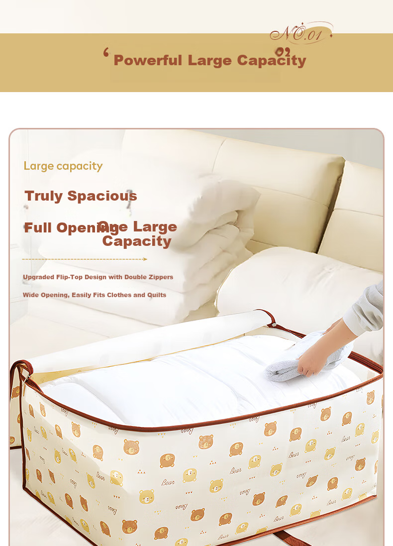 Baicaoyuan Quilt Storage Bags, Moving Packing Bags, Kindergarten Clothes Organizer, Bedding And Clothing Luggage Bags, 105L*2 Pieces 1