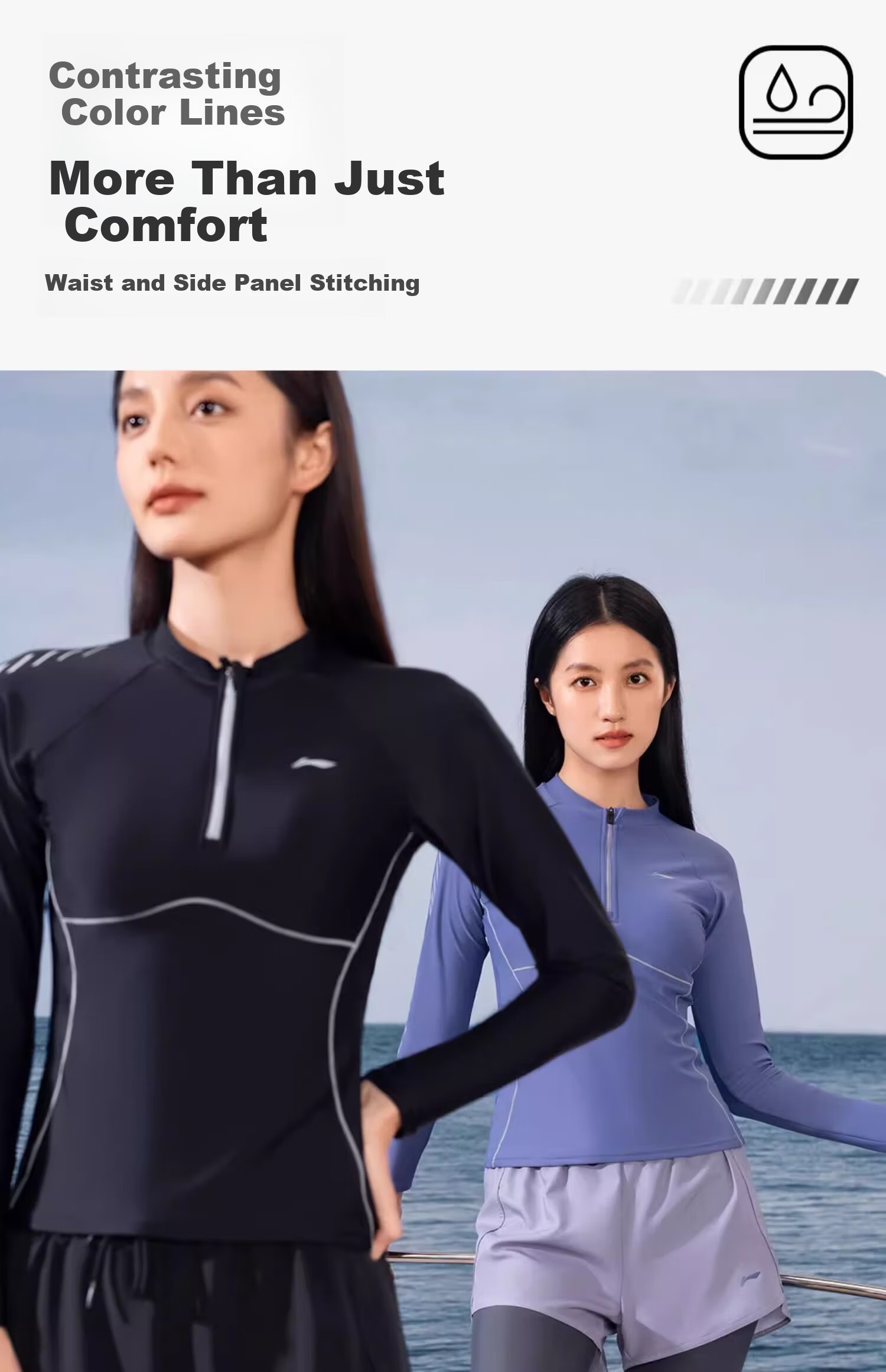 Li-Ning Snorkeling Jellyfish Suit Surfing Gear UV Protection Two-Piece Women's Long Sleeve Long Pants Quick-Dry Plus Size Swimsuit 19