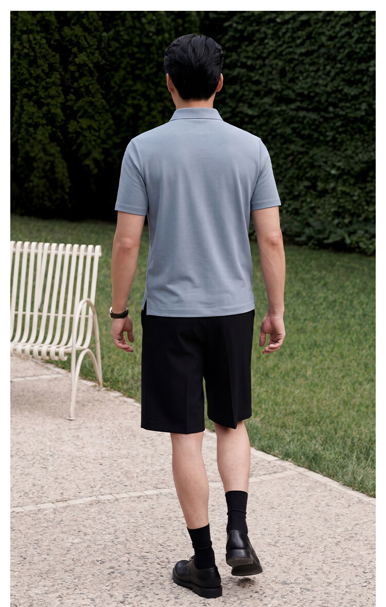 JD Jingzao Men's Short Sleeve Polo Shirt Sweat-Resistant Cooling Summer Commuter T-Shirt Cloud Gray Blue 2XL Father's Day Gift 17