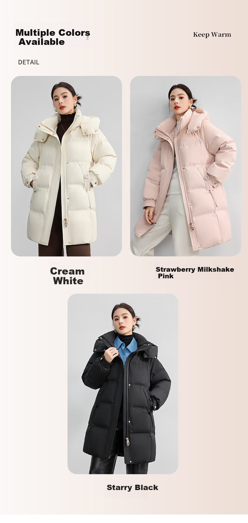 Yalu Long down Jacket for Women, 2026 New Style with Detachable Hood, Windproof, Warm, Fashionable, Thickened Autumn And Winter Coat 10
