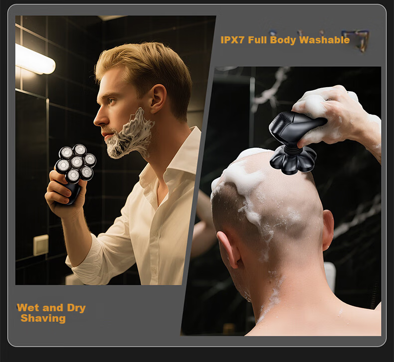 Yingqu Bald Head Shaver Electric Hair Clipper for Men with 7 Blades High Power Self-Service Haircut Tool 6