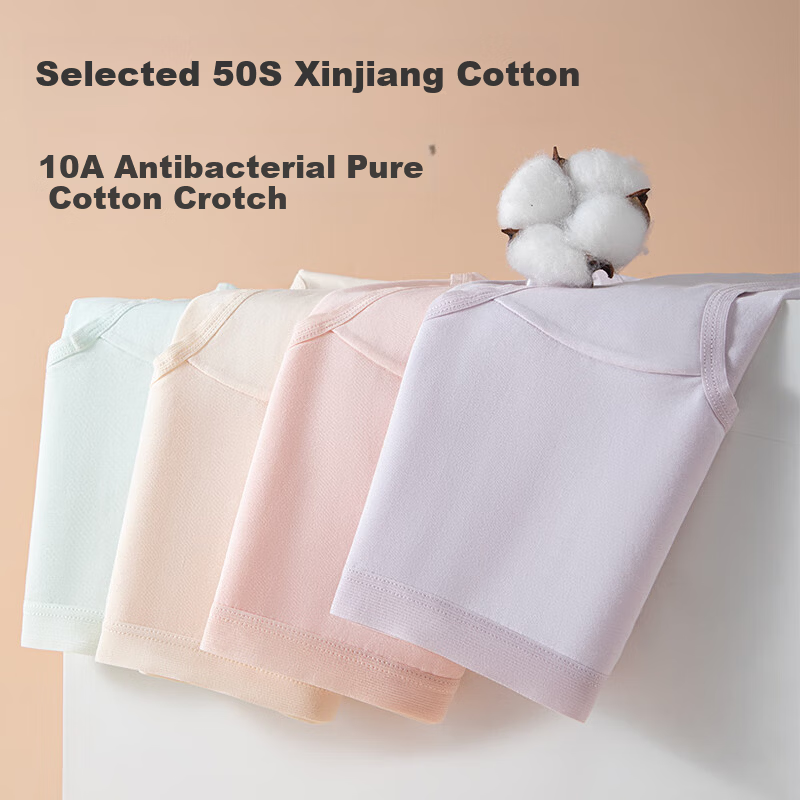 Sanleya Women's Underwear 50s Combed Cotton 10A Antibacterial Pure Cotton Gusset Breathable Comfortable Mid-Waist Briefs 4-Pack