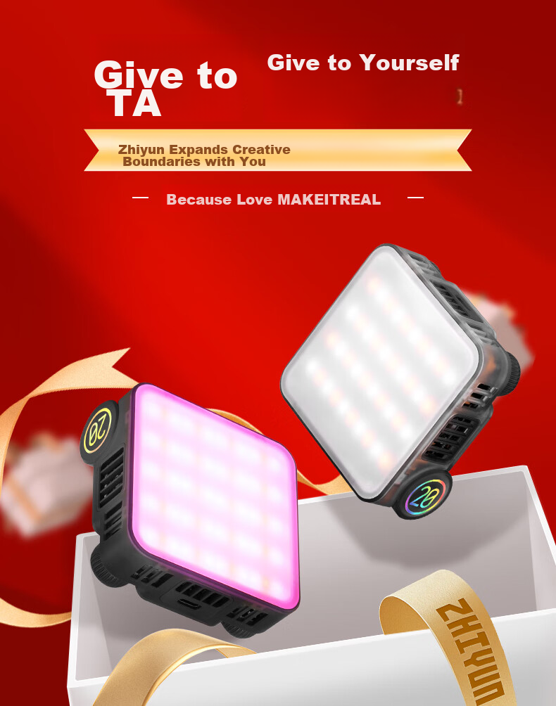 Zhiyun Five-Fold Fill Light M20, Live Streaming Fill Light, Indoor LED Handheld Portable Pocket Outdoor Professional Shooting Photography Lighting Continuous Light M20 COMBO 4
