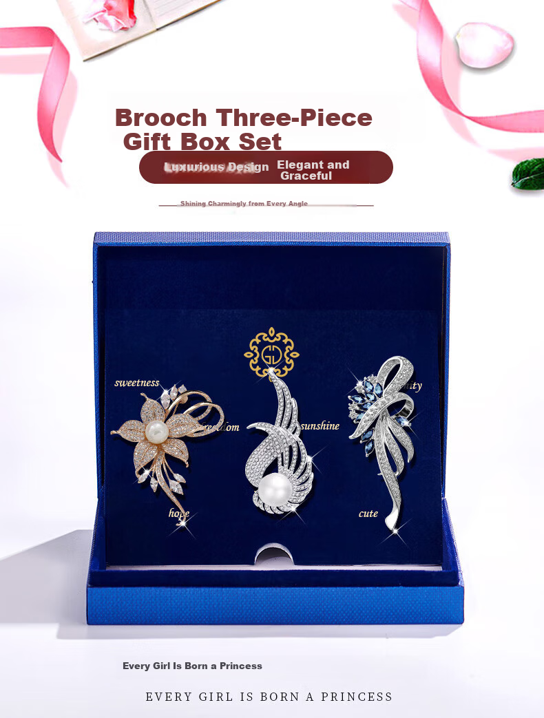 Dijing High-End Luxury Elegant Women's Brooch Gift Box Suit Coat Autumn Clothing Premium Badge Gift 1
