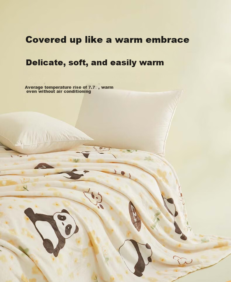 BEYOND Home Textile Flannel Coral Fleece Blanket Thin Throw Blanket Air Conditioning Blanket Small Bear (Yellow) 150*200cm 11