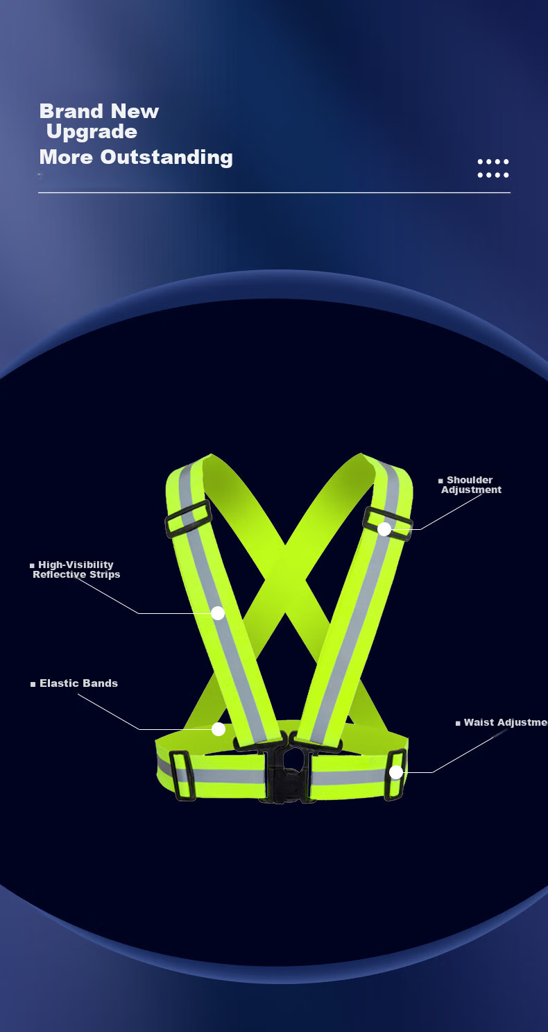 Disguiser Reflective Vest Elastic Reflective Straps Night Sports Warning Protective Sanitation Construction Vest Adjustable Buckle Fluorescent Green 5
