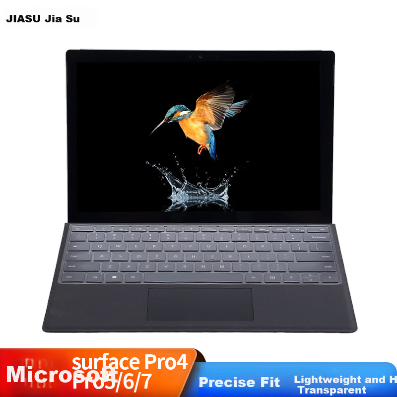 Jiasu Compatible Microsoft Surface Pro7/Pro6/Pro5/Pro4 Keyboard Film 12.3-inch 2-in-1 Tablet Laptop Keyboard Protective Transparent Cover
