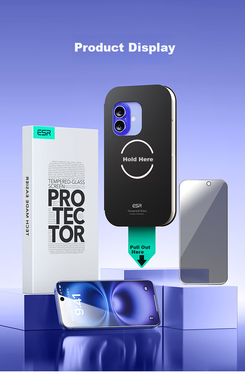 ESR Privacy Tempered Glass Screen Protector for iPhone 16/15 - Anti-Spy, Anti-Fingerprint, Drop-Resistant Privacy Protection Film with Dust-Free Installation Kit 11