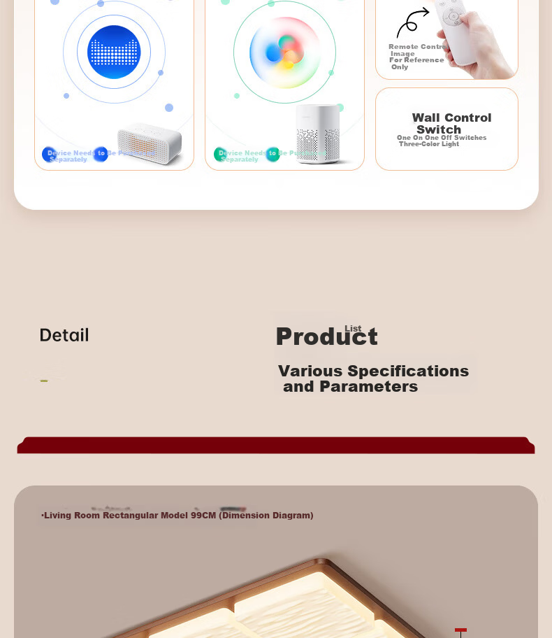 ARROW Walnut Color Ceiling Light with Original Philips Light Source, Vintage Wood Style, Whole House Smart Package 17