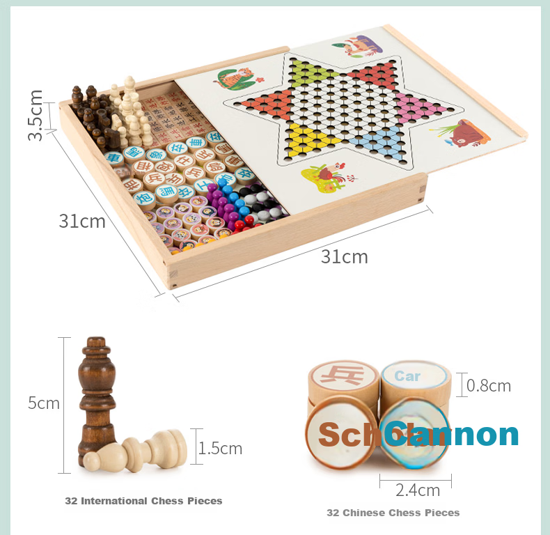 Fuhaier Multi-In Portable Chess Board, Ludo, Gomoku, Wargame, Board Game, Educational Toy for Children, Birthday Gift for Boys And Girls 9