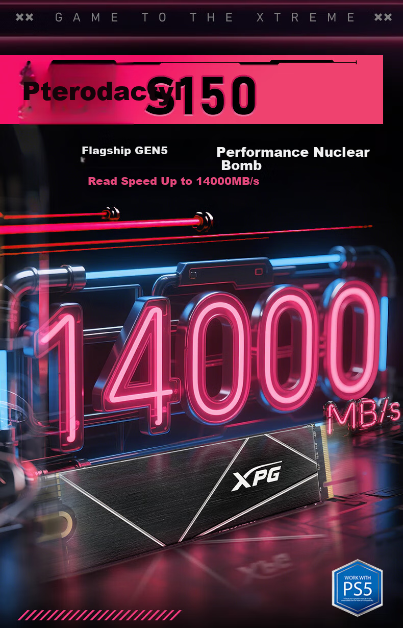ADATA 2TB SSD M.2 NVMe PCIe 5.0 x4 AI Computer Accessory 14000MB/s Read Speed XPG S150 2