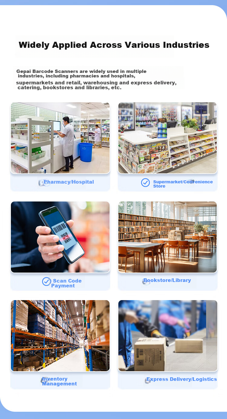 GEPAD Wireless Barcode Scanner Gun, QR Code And Barcode Scanning for Cashier Payment, Express Delivery Logistics Spare Parts Warehouse Product Pharmaceutical Traceability Code GT-2100D 3