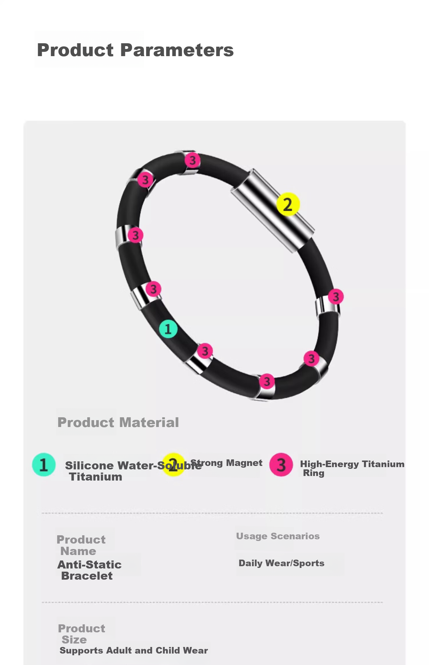 BAIGE Anti-Static Wristband Human Electrostatic Eliminator Anti-Static Bracelet Unisex Winter Black 10