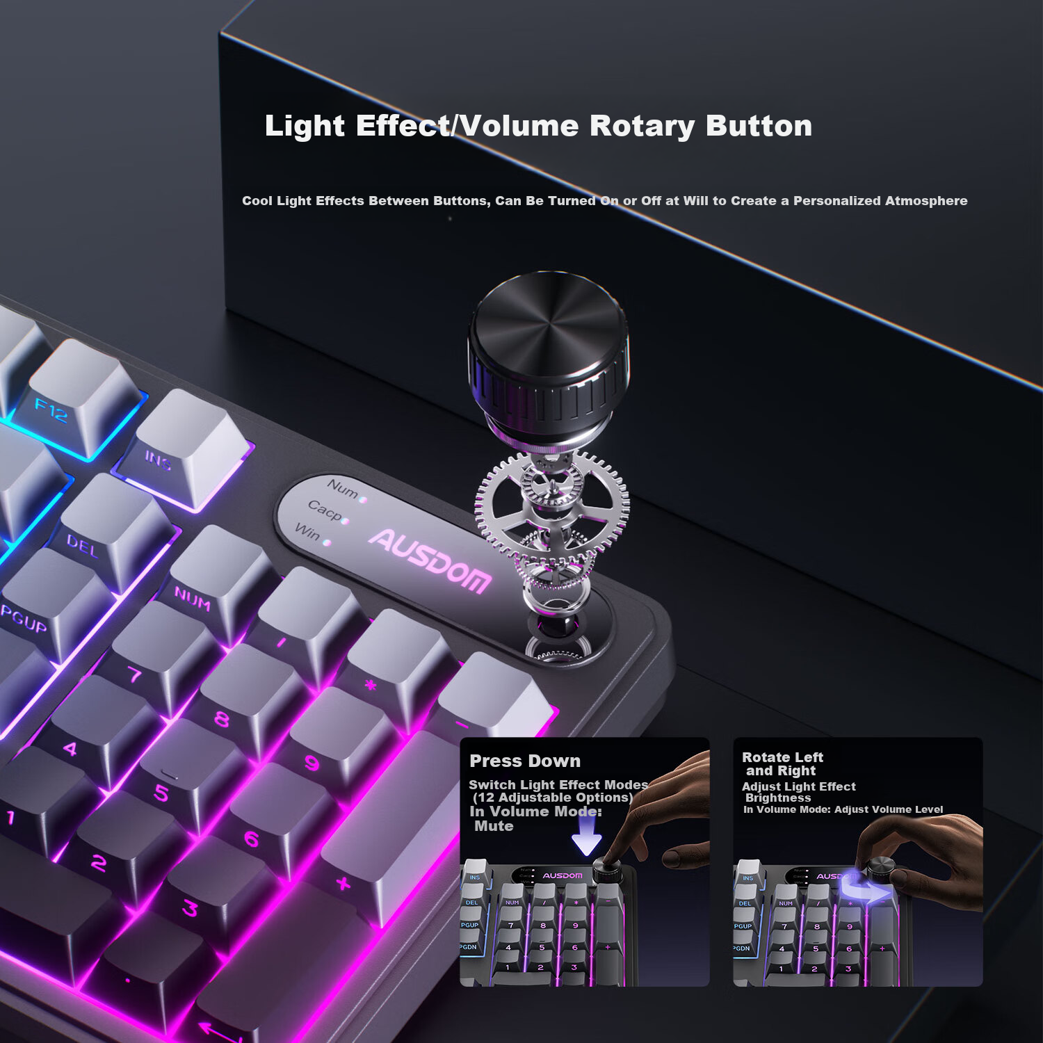 AUSDOM Mate98 Wired Keyboard with Screen Mechanical Feel Silent Office Portable Membrane Keyboard for PC Laptop Tablet Plug and Play 98 Keys