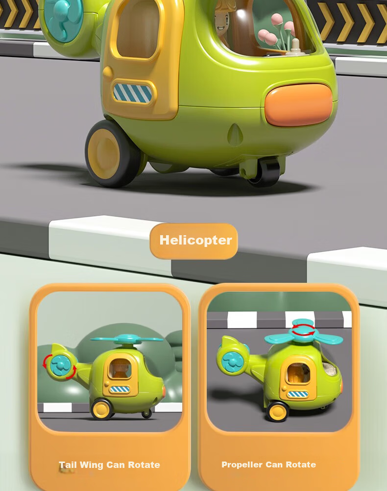GOODWAY Children's Toy Car for Ages 1-3, Fire Truck Excavator with Inertia Sliding, Gentle on Hands, Gift Box Set, Birthday Present 14