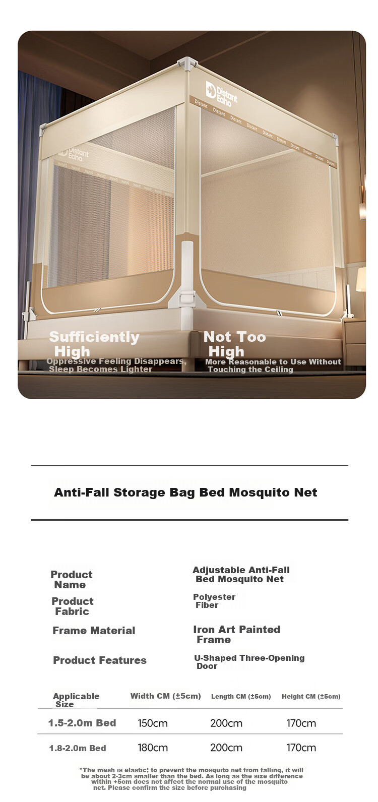 MUJI Home Square Press-Foot Baby Mosquito and Fall-Proof Playpen Mosquito Net with Three Doors 1.8×2m [Four-Sided Bottom Support] 9