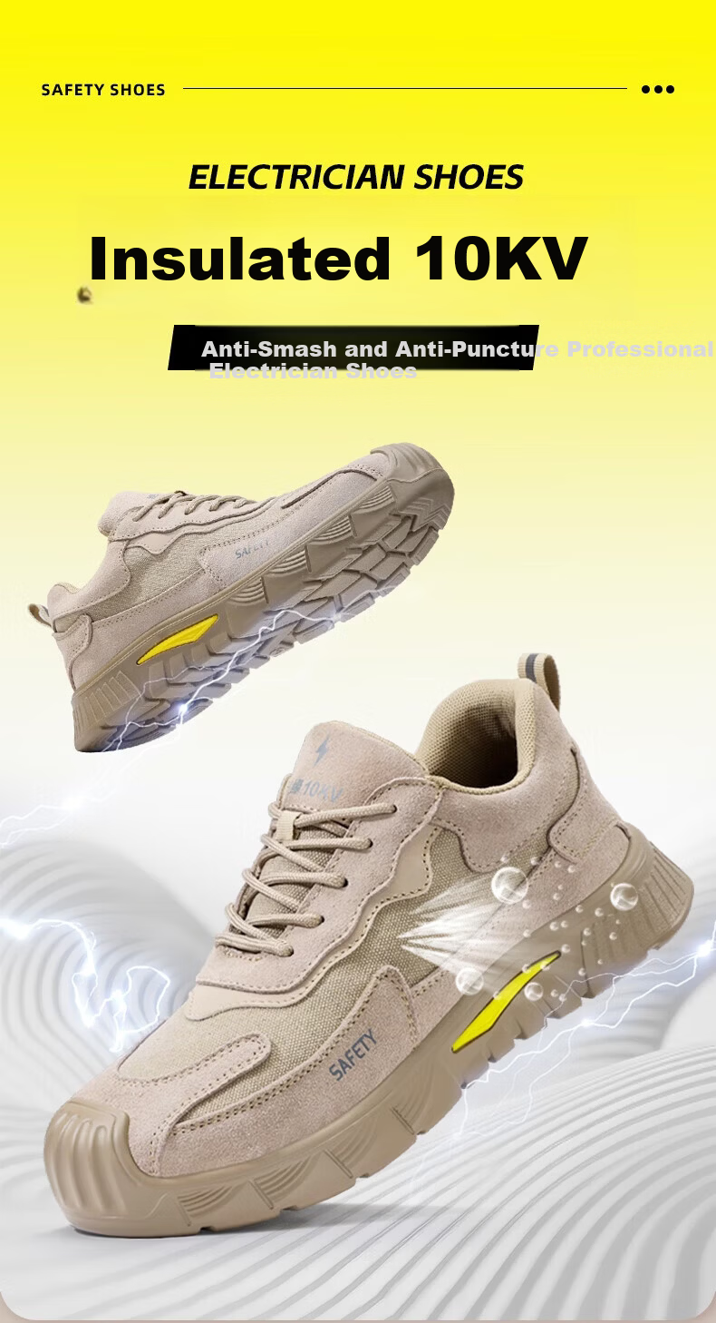 JUNBU Men's Winter Insulated 10KV Electrician Safety Work Shoes Anti-Smash Anti-Puncture Comfortable Construction F100 Size 39 1