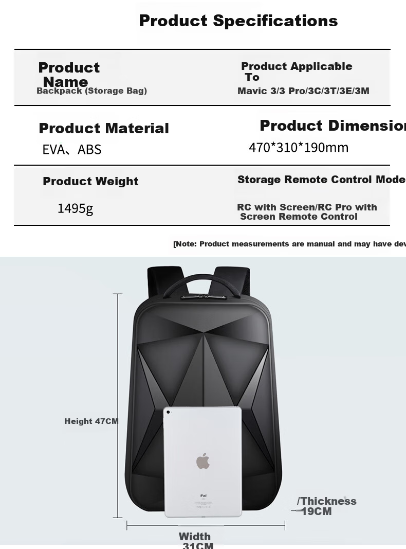 Qiye DJI Mavic 3 Pro Backpack Dual Shoulder Storage Bag for DJI Phantom 3T 3E Drone Carrying Case Protective Box 1