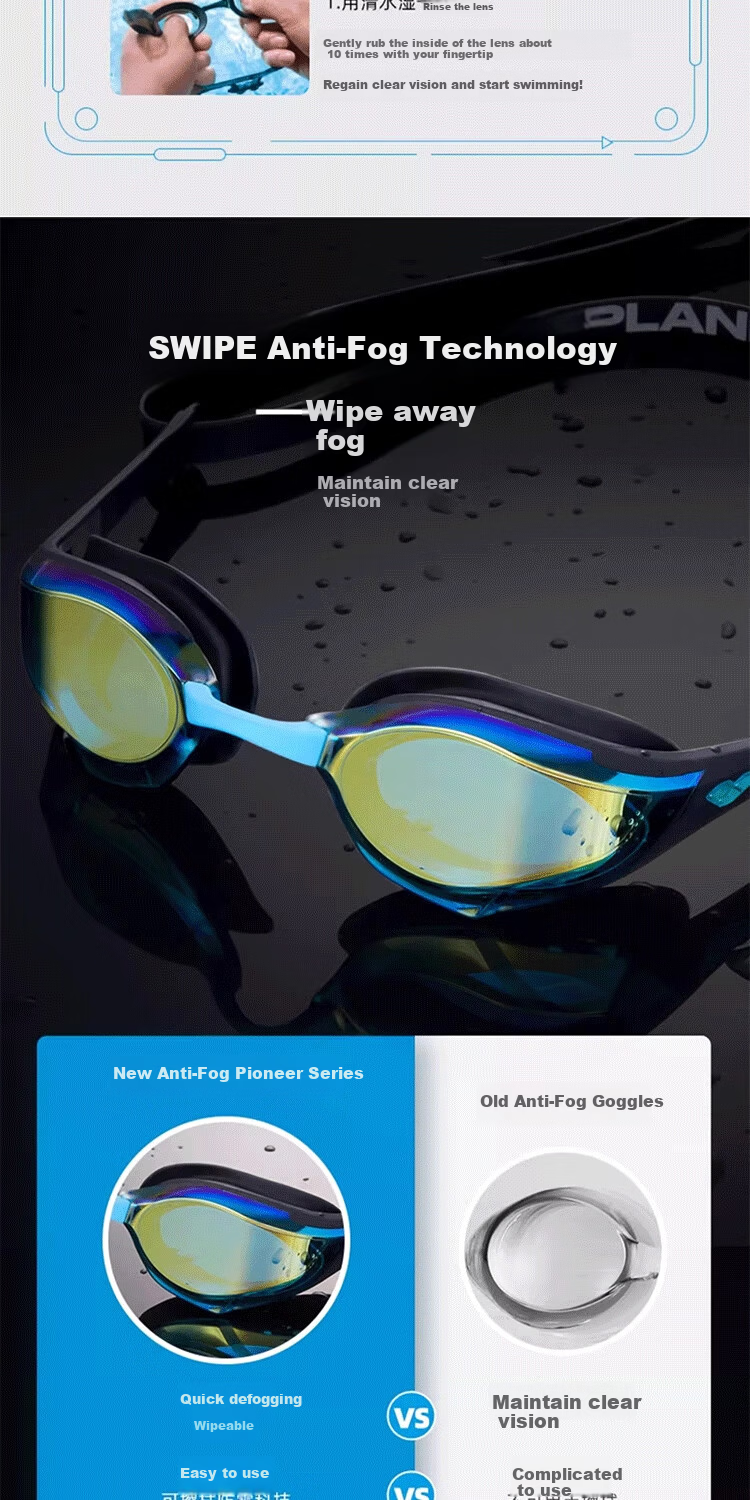 Arena Cobra Racing Swim Goggles Imported Anti-Fog Waterproof HD Coated Professional Training Swimming Federation Certified 3