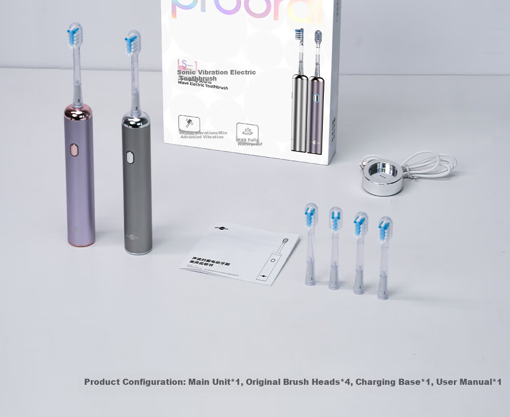 Prooral Sonic Vibration Electric Toothbrush for Adults Rechargeable Couples Gift LS-1 Silver Birthday Present 22