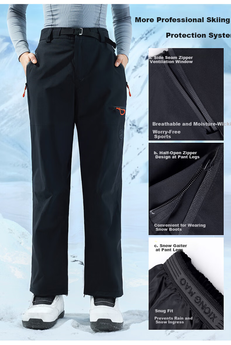 CAMEL Unisex Snowboard Pants Three-Proof Wear-Resistant Casual Trousers A34CA1L8652 Boundless White S 7
