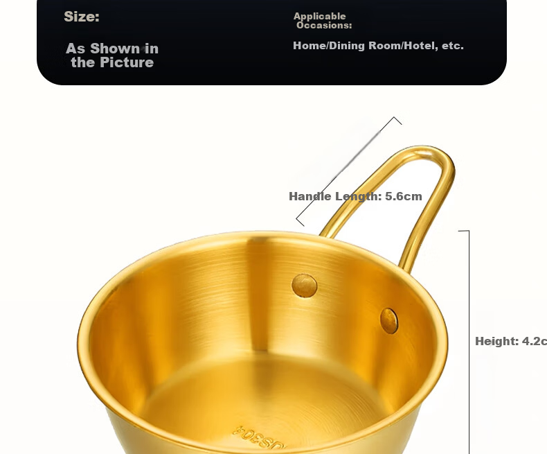 Edo 304 Stainless Steel Bowl Soup Bowl Rice Bowl Cooking Bowl Baby Food Bowl Korean Style Yellow Wine Rice Wine Bowl Gold 12cm 13