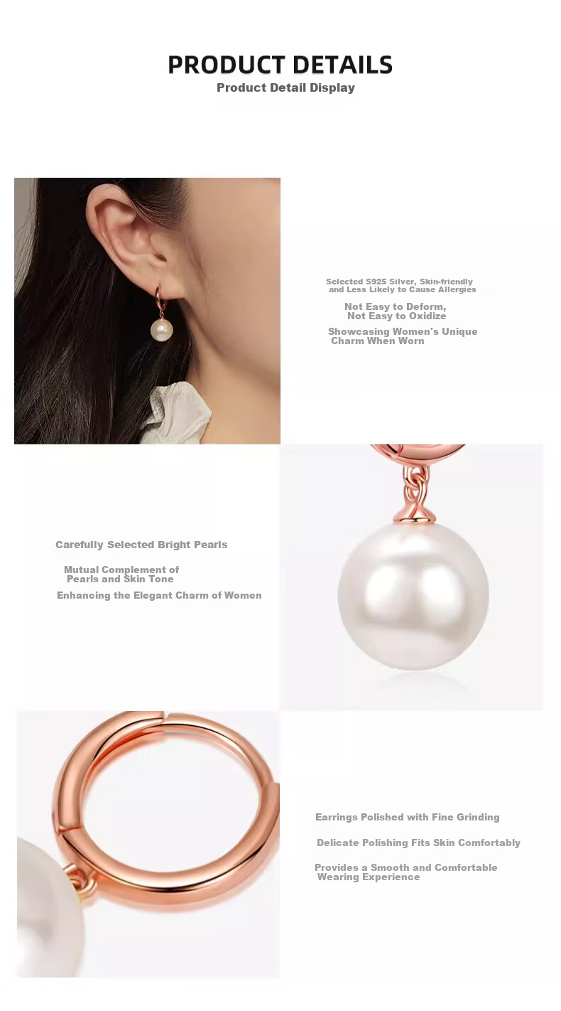 Chinese Jewelry Silver Freshwater Pearl Stud Earrings for Women Wedding Anniversary Luxury Earrings Mother's Day Birthday Gift for Girlfriend 3