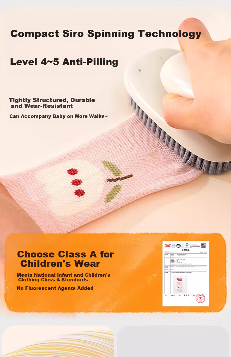 Mianqixiong Baby Socks Pure Cotton Mid-Calf Infant A-Class Autumn Winter Non-Restrictive Girls Children's Cotton Socks - H041-M 5