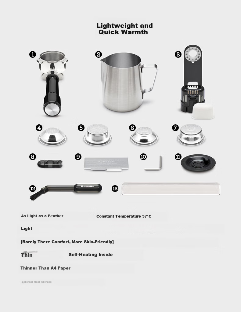 Breville BES876 Semi-Automatic Espresso Machine Home Italian Integrated Grinder and Milk Frother Smart Tamper Assistance System Large Capacity Water Tank 25-Level Grinder White 12