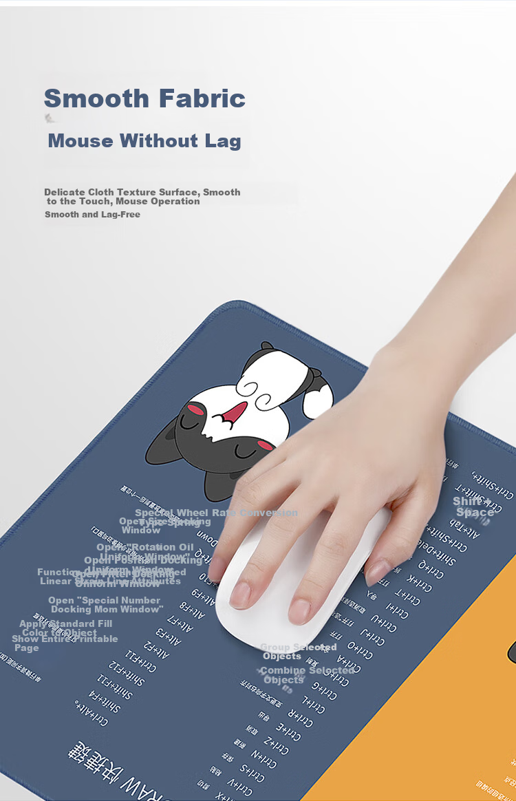 Biyoumei Rubber Keyboard Mouse Pad Desk Mat Thickened Large Student Office Computer Desk Mat PR Shortcut Keys Version 90*40*0.3cm 8