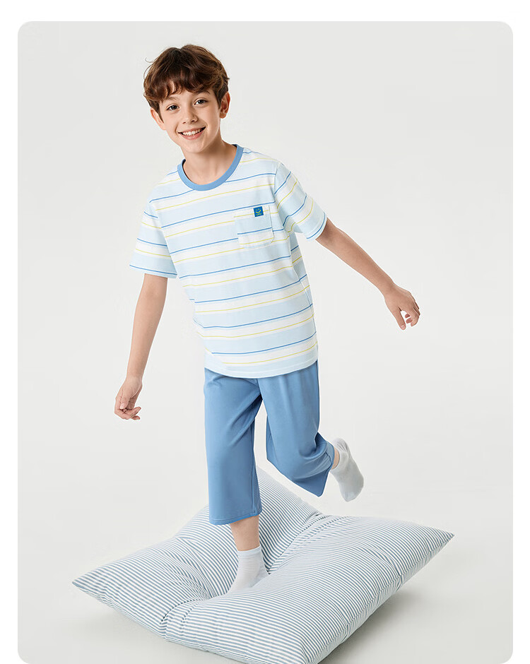 Balabala Kids Pajama Set Spring Summer Lightweight Air Conditioning Clothes Boys Girls Homewear Quick-Dry for Toddlers and Older Children 18