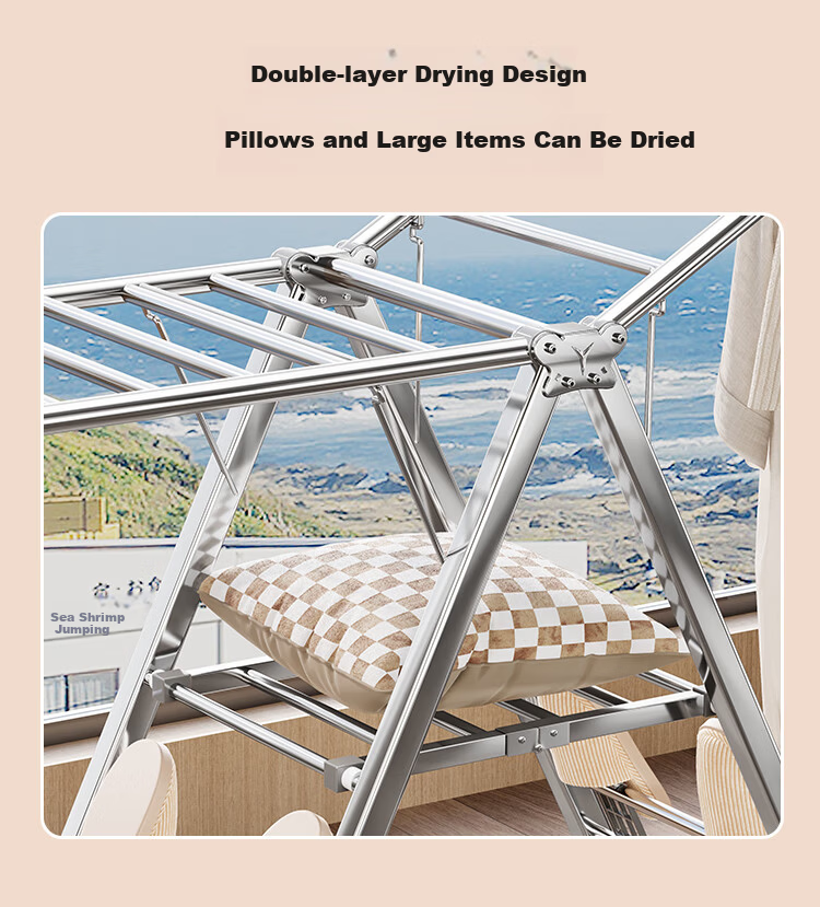 QIAONAMEI Floor Standing Clothes Drying Rack Foldable No Installation Indoor Balcony Laundry Rack Clothes Hanger 4497 5