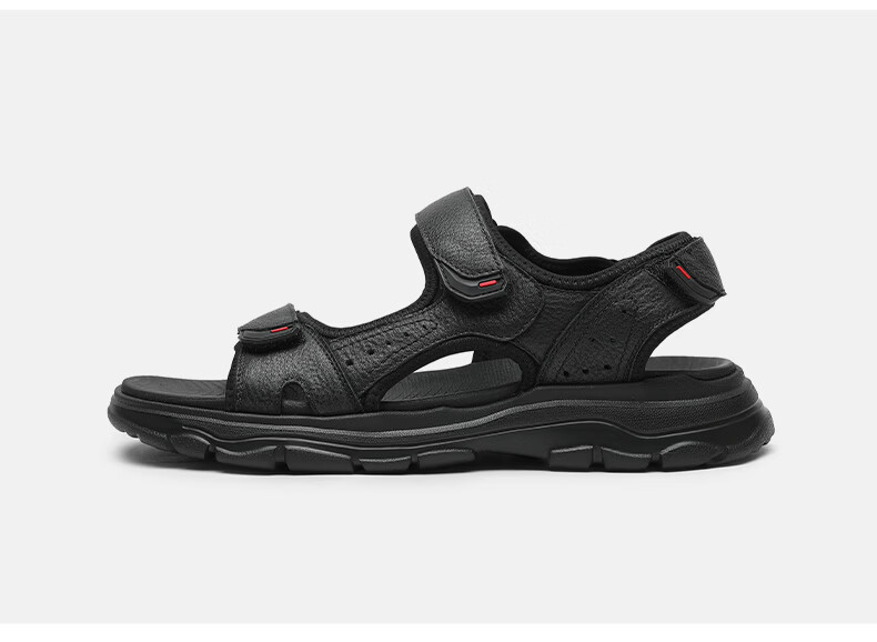 Goldlion Men's New Casual Sandals with Velcro Lightweight Shock-Absorbing Durable Beach Shoes G229420234AAF Black Size 37 12