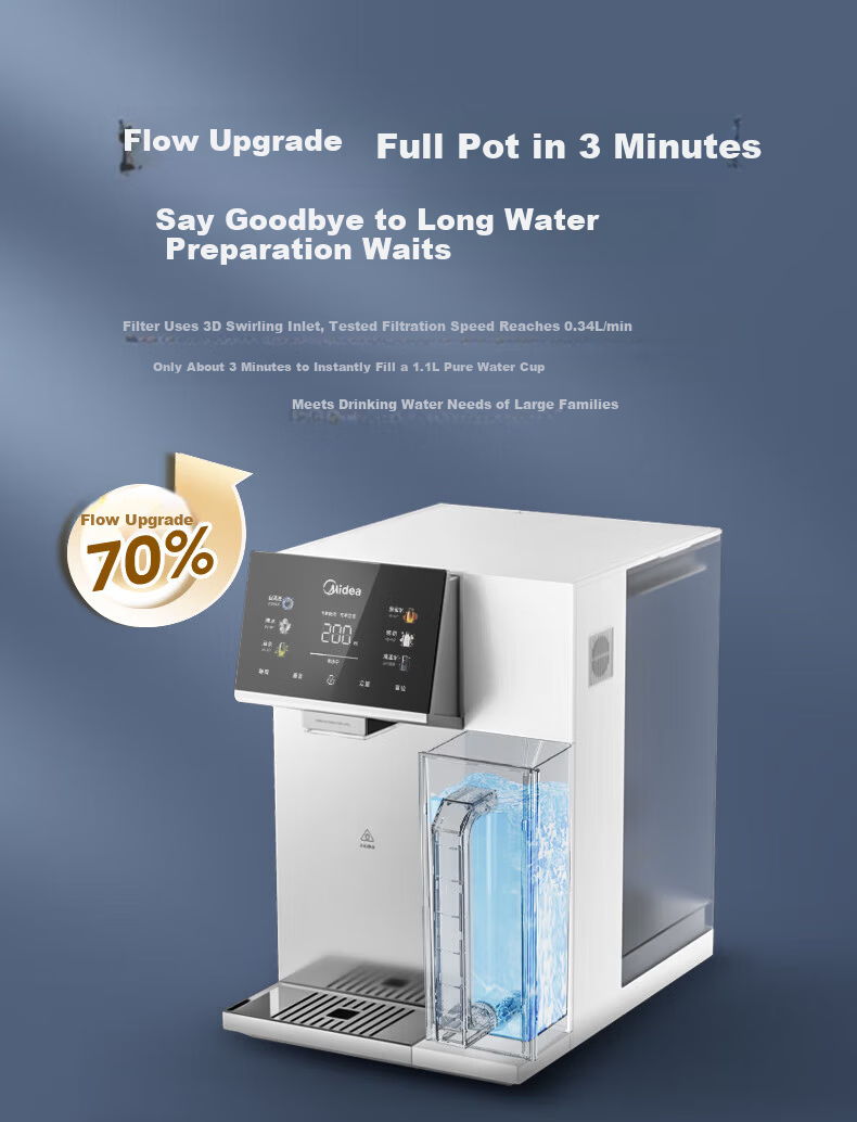 Midea Desktop Water Purifier and Dispenser Instant Heating Cube Series Rich Strontium Mineralized Hot and Cold Dual Temperature JD2288T-RO 11