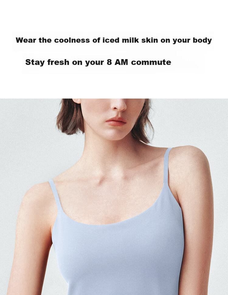 Ubras Yu Shuxin Same Style Small Milk Skin Sizeless Bra for Women with Chest Pads, Camisole Tank Top, Early Autumn Inner Wear Base Layer 14