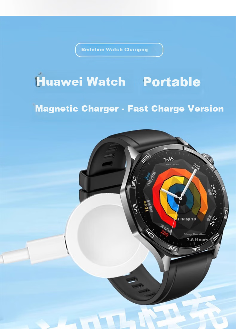 Iboann Wireless Fast Charging Dock for Huawei GT6/GT5/Watch4/GT5 Pro/GT3/2 Pro Magnetic Quick Charge Cable and Watch Strap Accessories 6