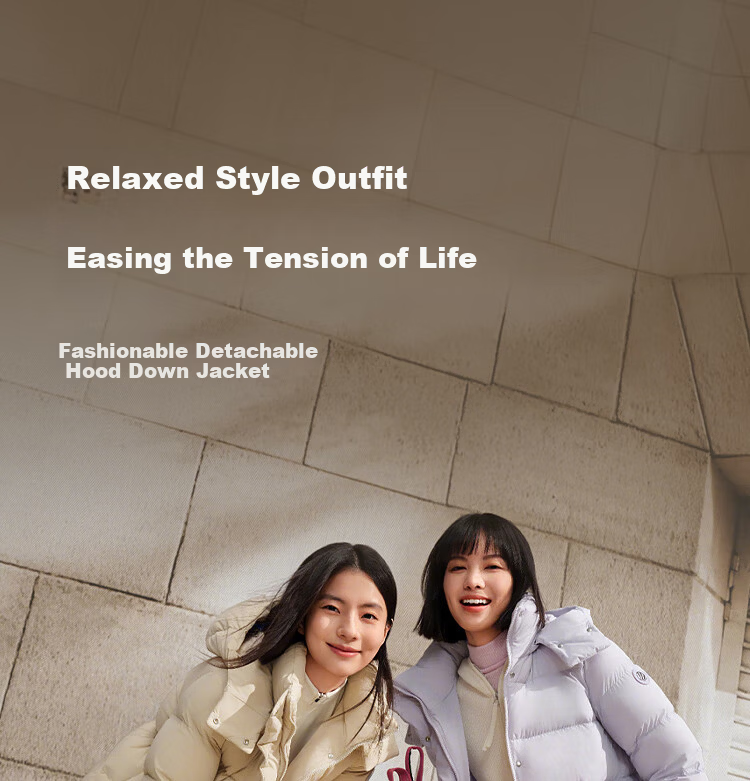 Bosideng Women's Winter Down Jacket Slim Fit Short Casual Thickened Removable Hood Stand Collar Versatile Coat 2