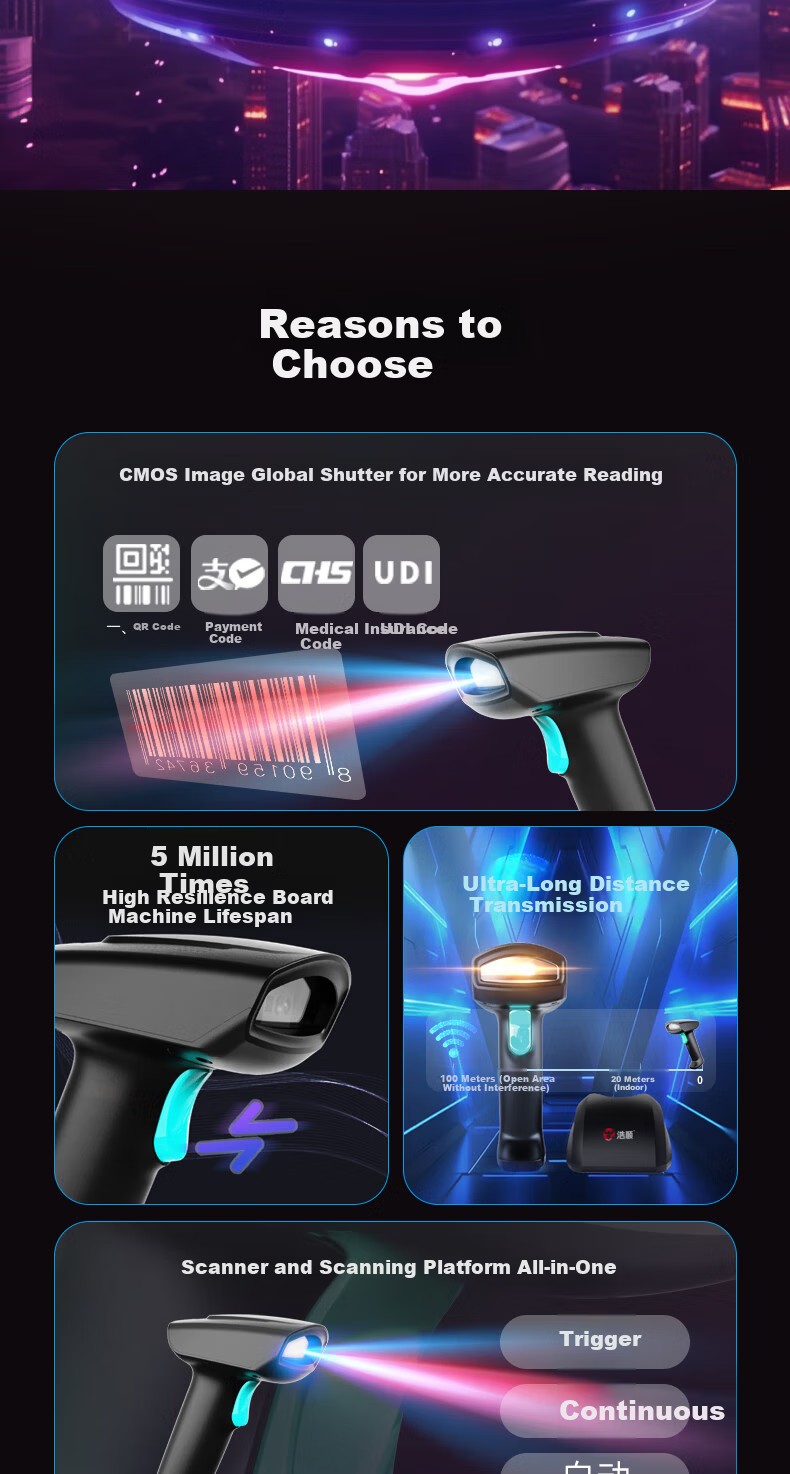 Hysoon S28HW Barcode Scanner with Charging Dock QR Code Reader for Pharmaceutical Traceability, Warehousing, Logistics, Retail, and Payment 2