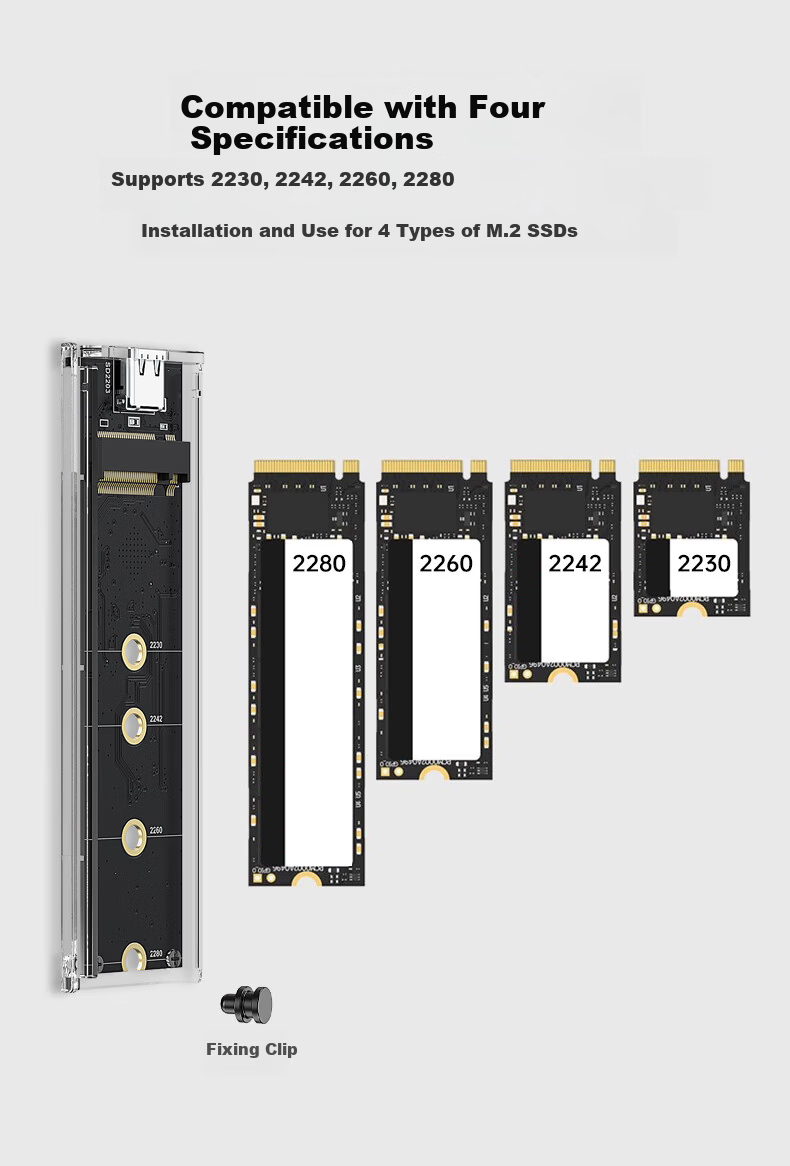 LINSTORAGE M.2 NVMe SSD Enclosure Type-C 3.2 External SSD Case USB 3.2 Hard Drive Enclosure for Laptop and Mobile Phone 7